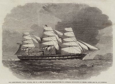 Der Schraubendampfer Great Victoria, einer Linie von Hilfsdampfschiffen nach Australien, gegründet von Messers Baines und Company, Liverpool von Edwin Weedon